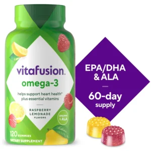 vitafusion Omega-3 Gummy Vitamins, Berry Lemonade Flavor Heart Health Vitamins(1), 120 Count